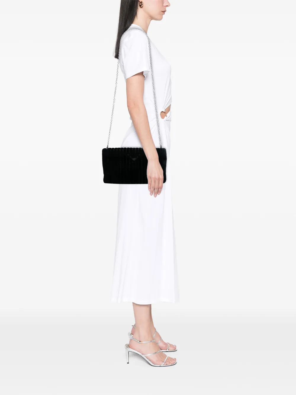  Prada Pre-owned 2000-2025 Ricamo Velluto Pochette Crossbody Bag - Black 