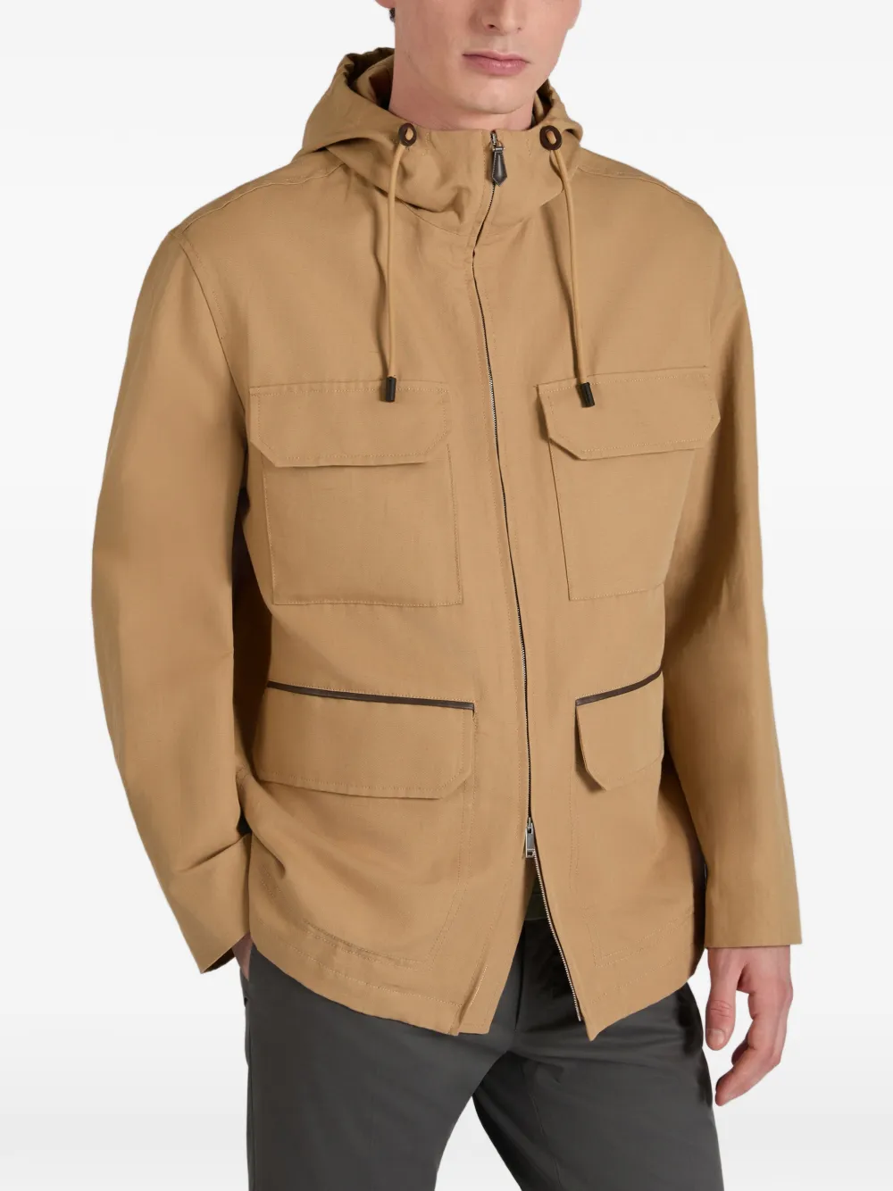  Montedoro Hooded Piped-trim Jacket - Neutrals 