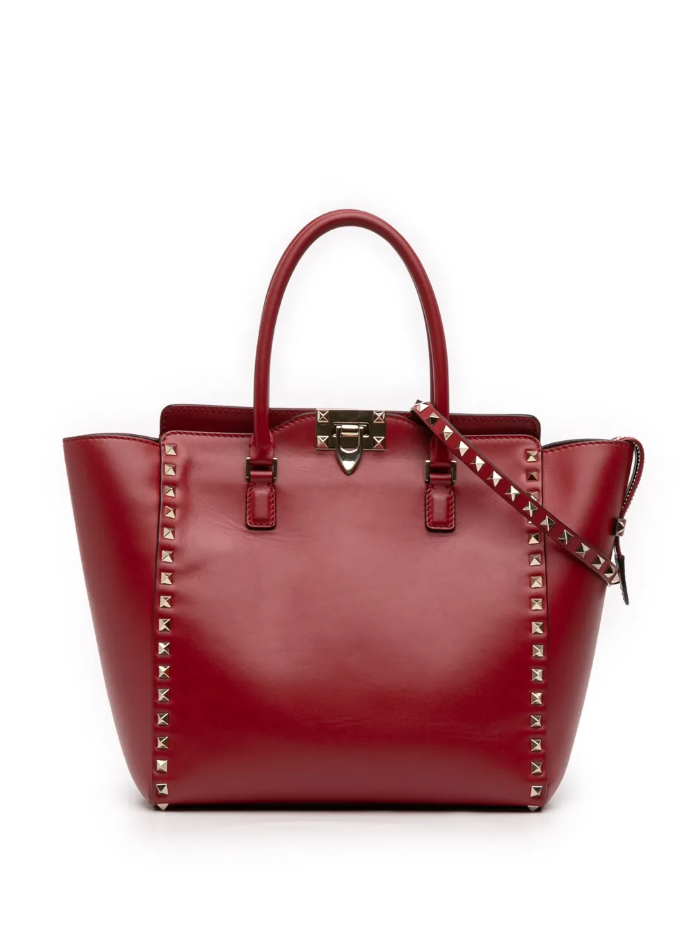 Valentino Garavani Pre-Owned 2000-2017 Medium Leather Rockstud Double Handle Tote satchel - Rosso