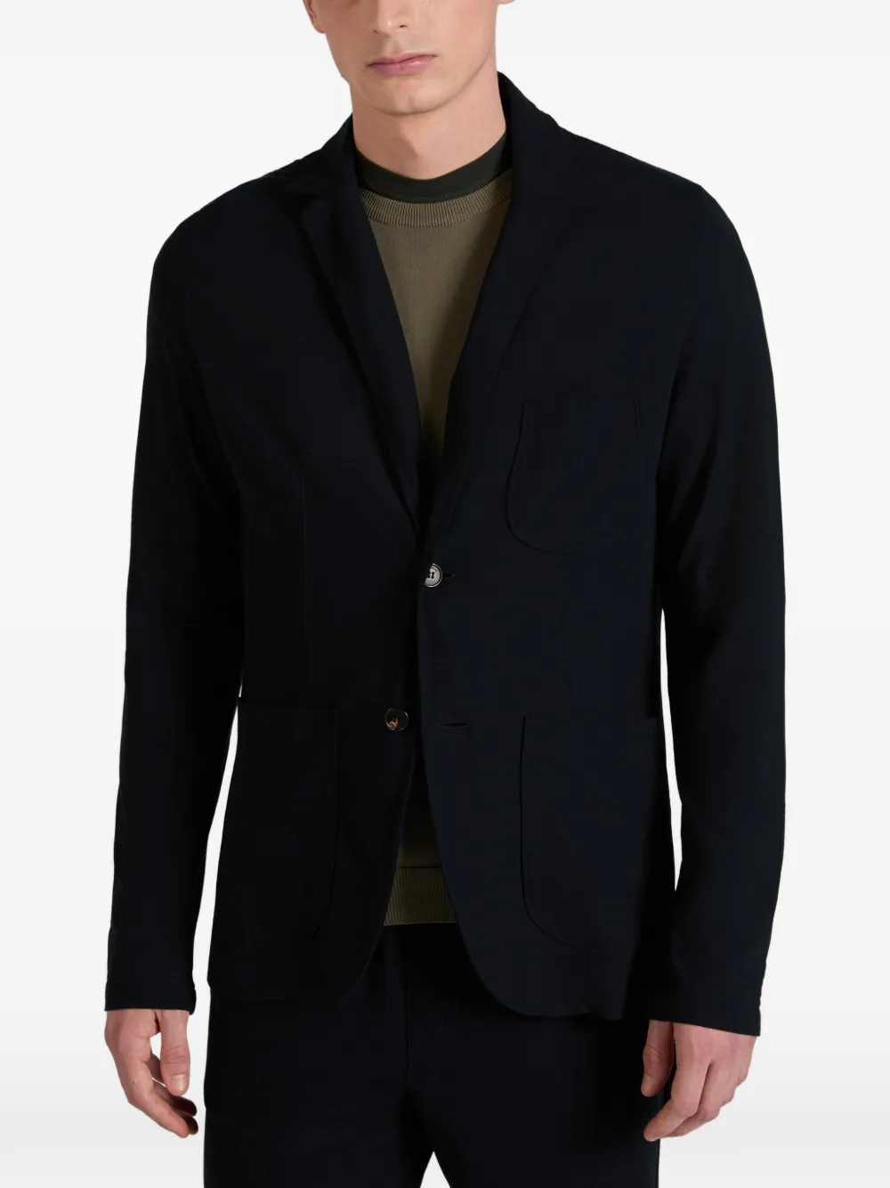  Zanone Slim-fit Patch-pocket Blazer - Blue 