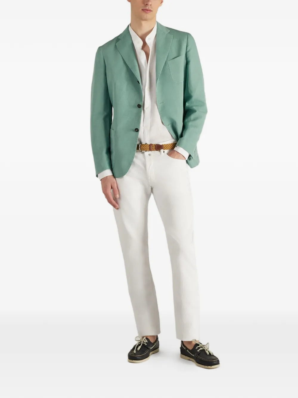 Glanshirt band-collar shirt - Wit