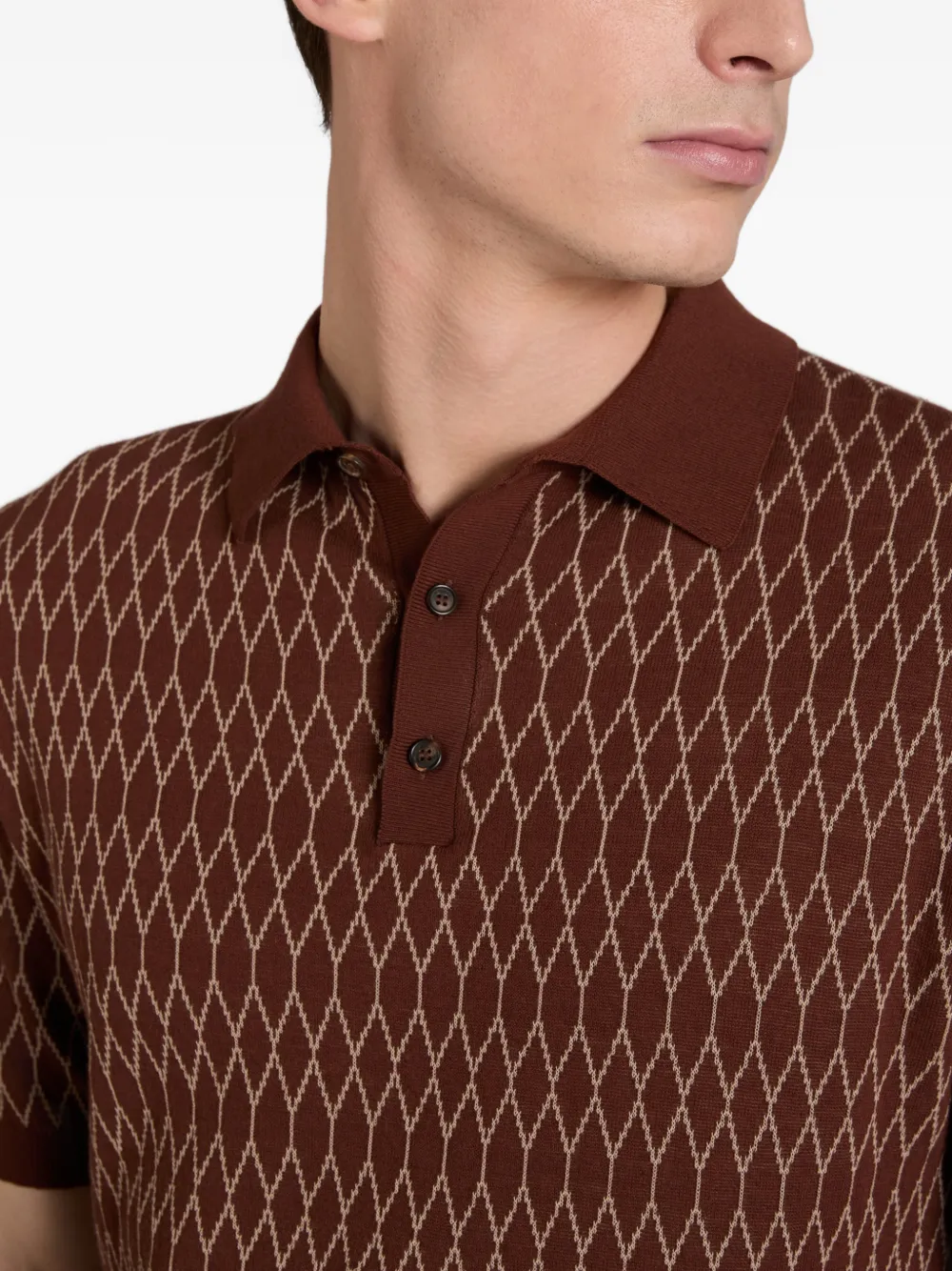 slowear Poloshirt met jacquard Bruin