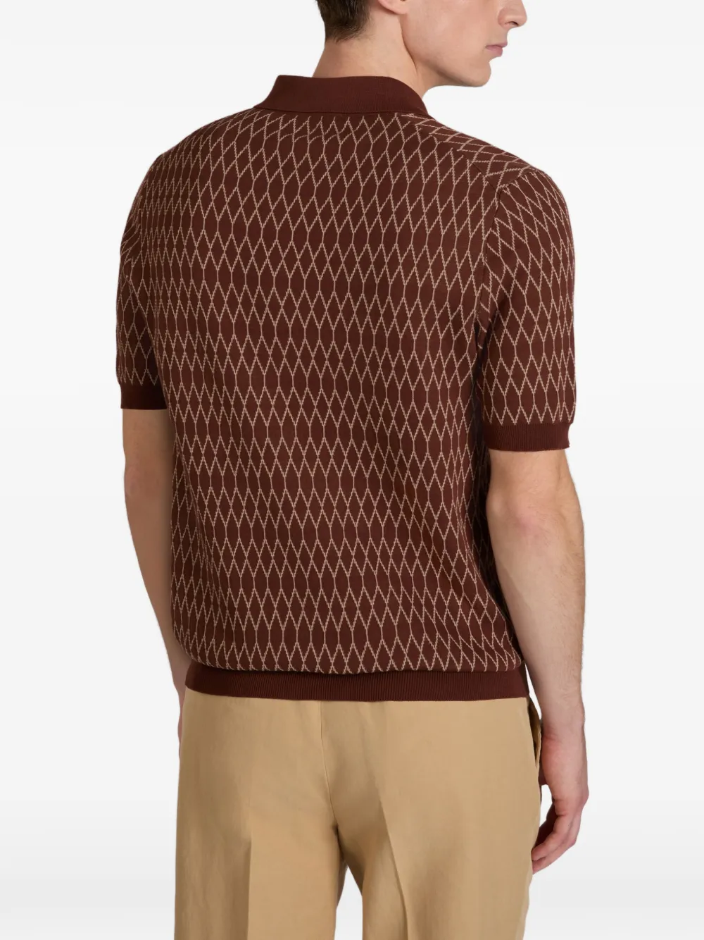 slowear Poloshirt met jacquard Bruin