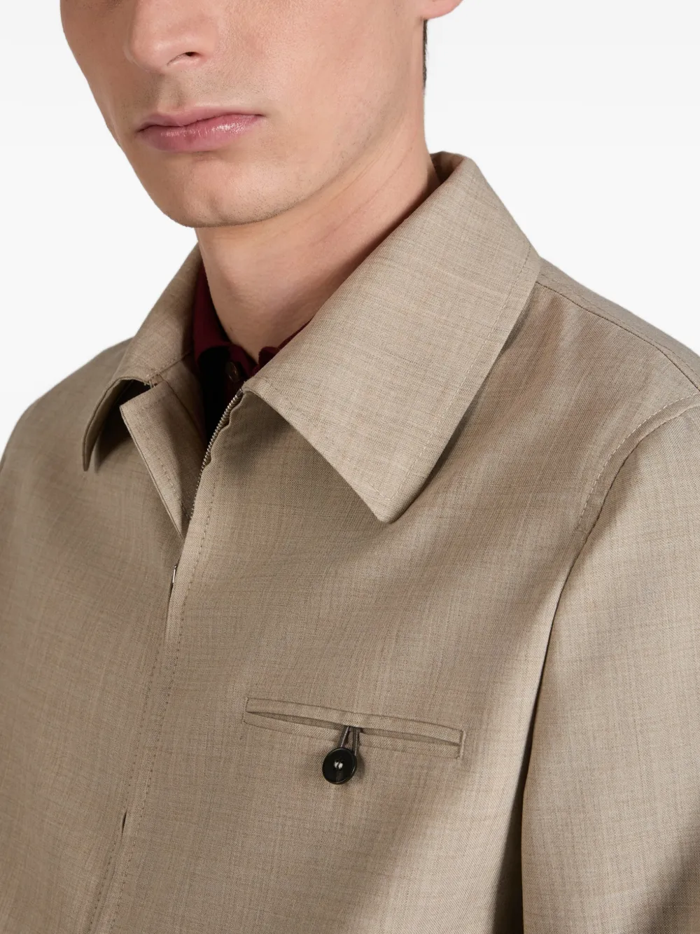 Montedoro Primo wollen bomberjack met rits Beige