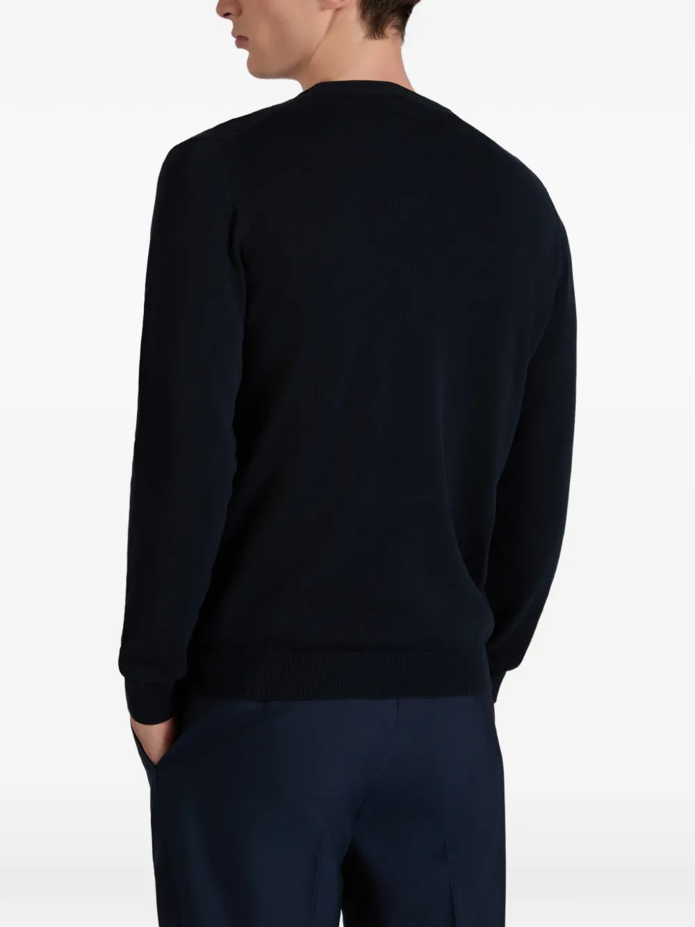 Zanone Geribbelde sweater met ronde hals Blauw