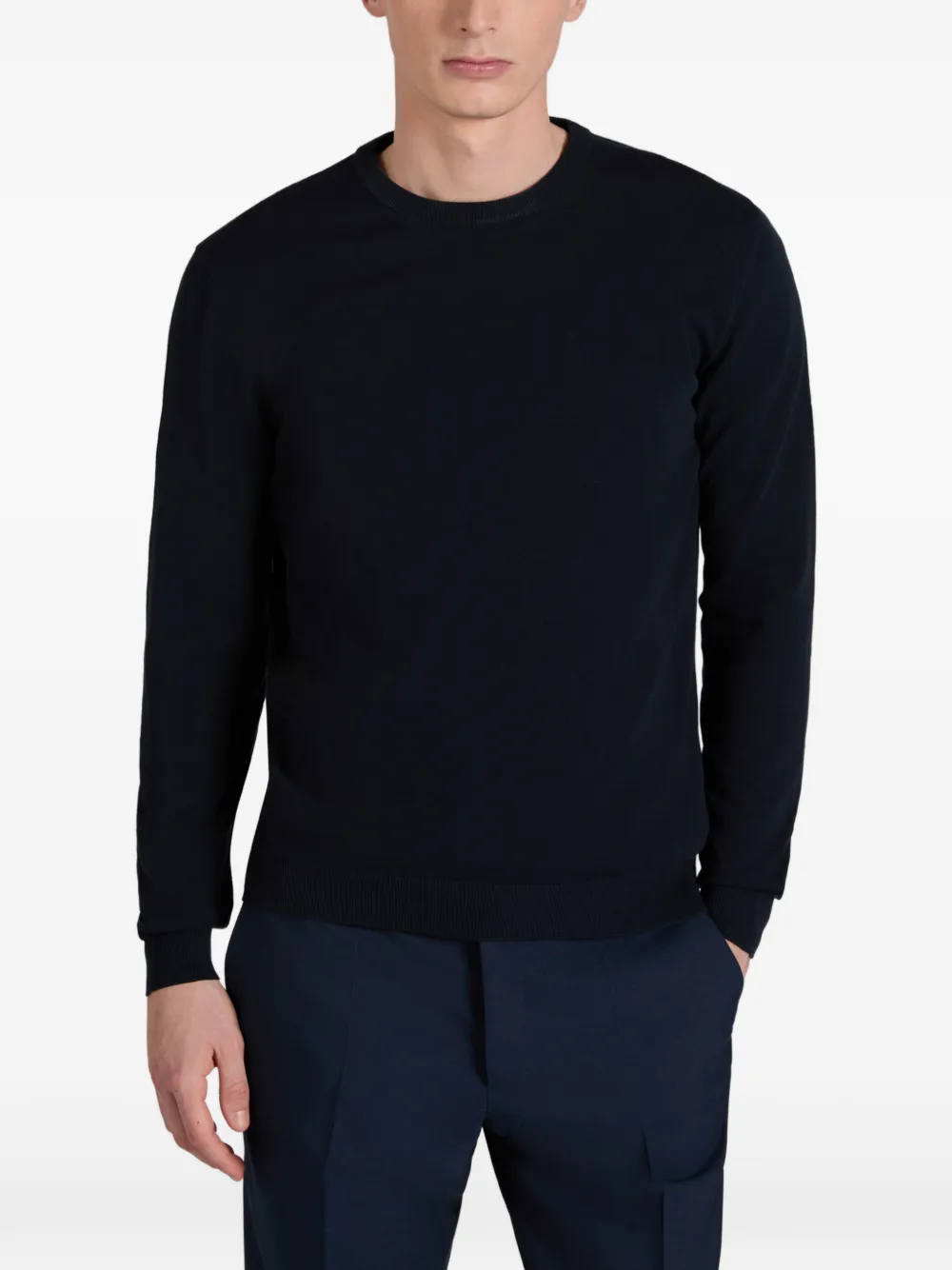 Zanone Geribbelde sweater met ronde hals Blauw