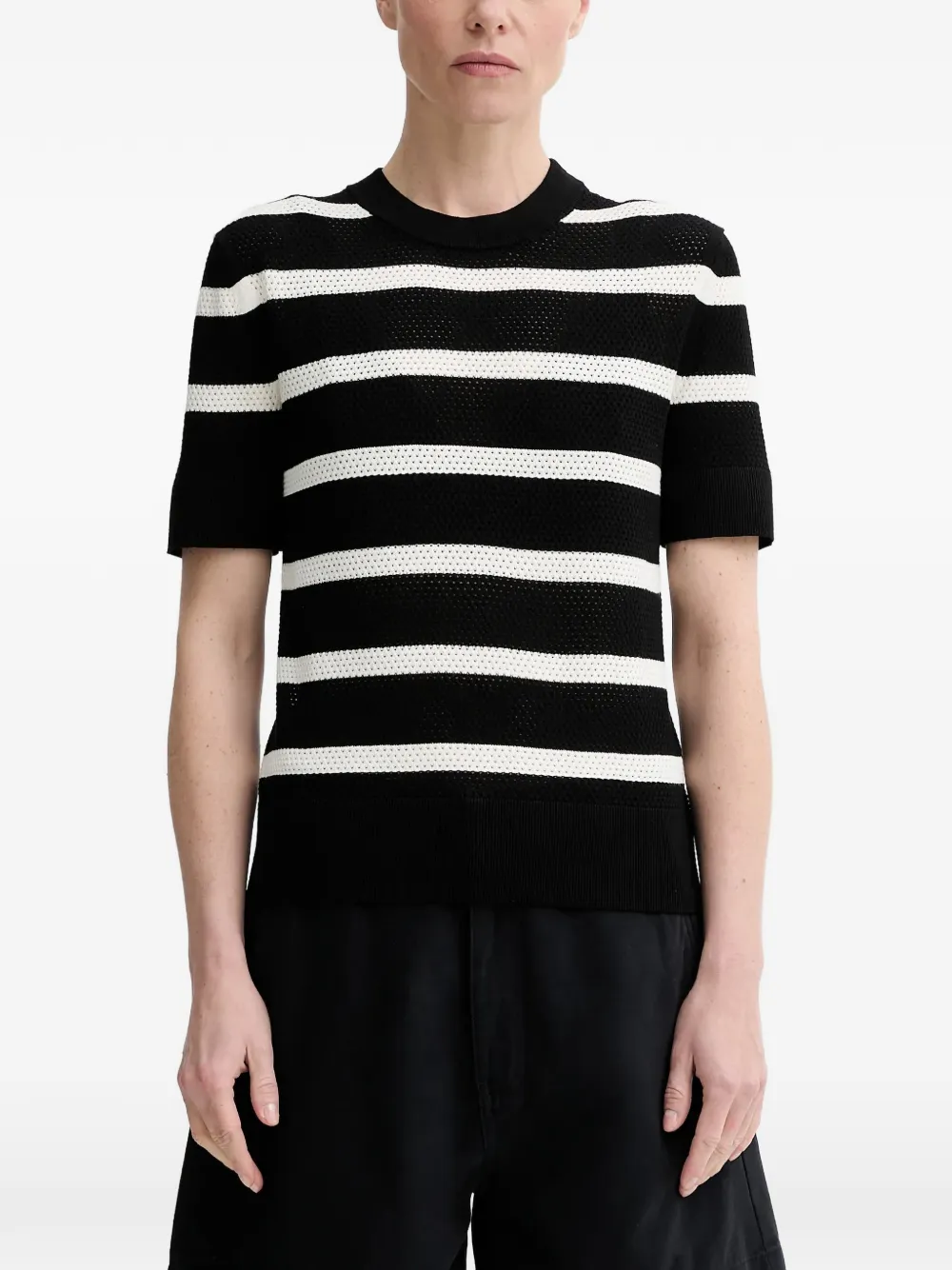 Filippa K striped-pattern short-sleeve T-shirt - Nero