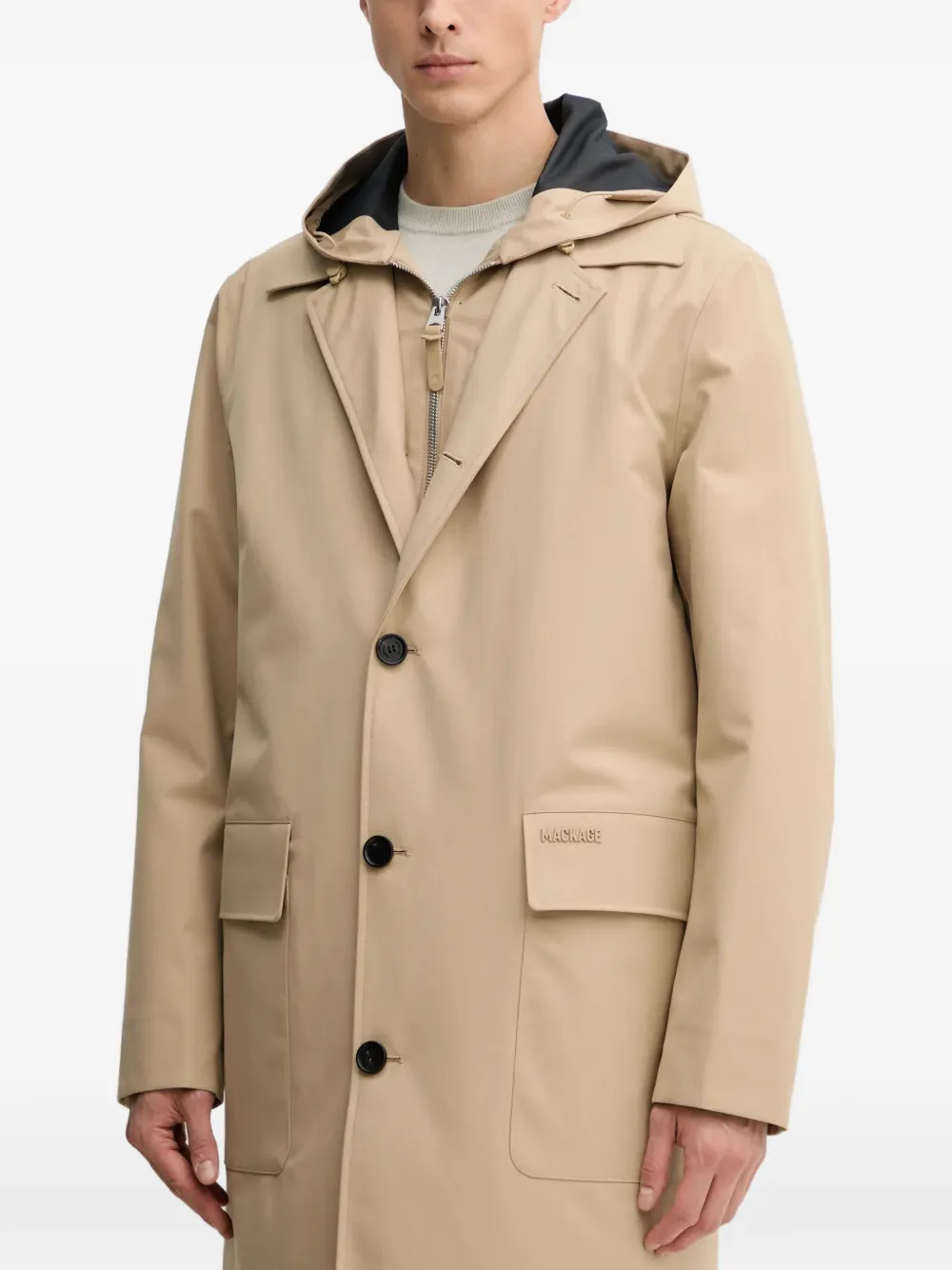  Mackage Mathias Hooded Buttoned Coat - Neutrals 