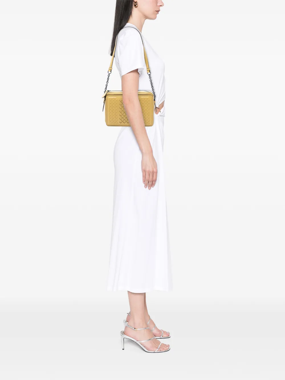  Bottega Veneta Pre-owned Borsa A Spalla Intrecciato Belt Flap Camera Con Battente 2012-2025 - Giallo 