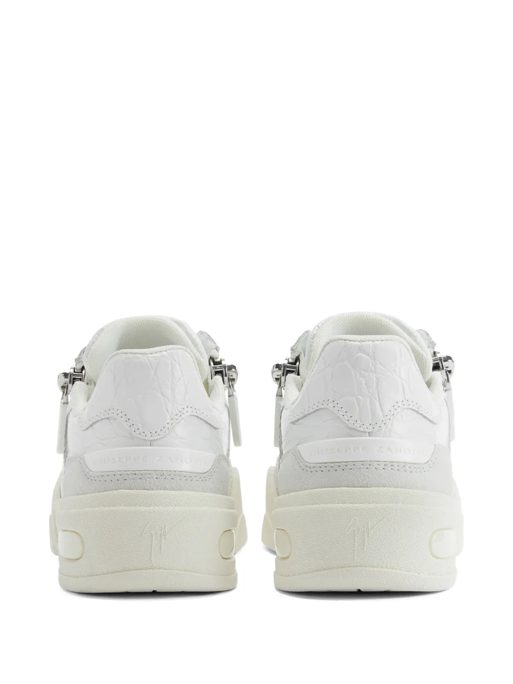 Giuseppe Zanotti Sneakers met krokodillenprint en rits Wit