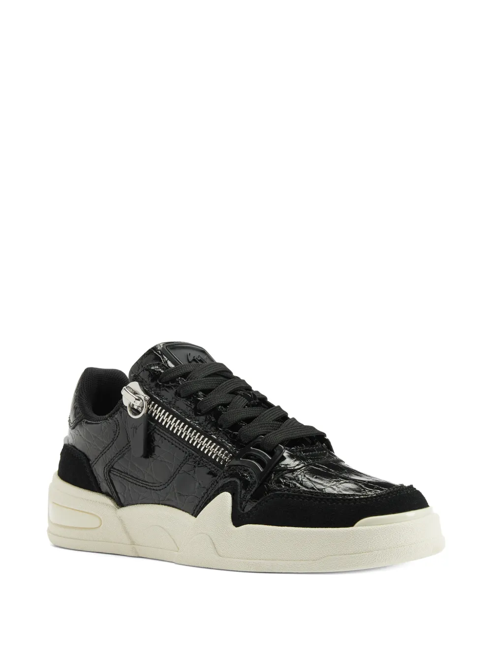Giuseppe Zanotti Sneakers met krokodillenprint en rits Zwart
