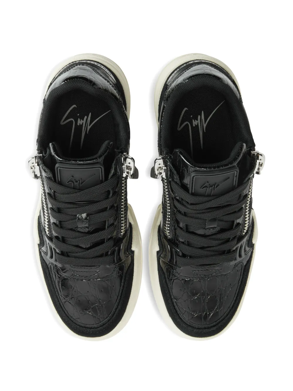 Giuseppe Zanotti Sneakers met krokodillenprint en rits Zwart