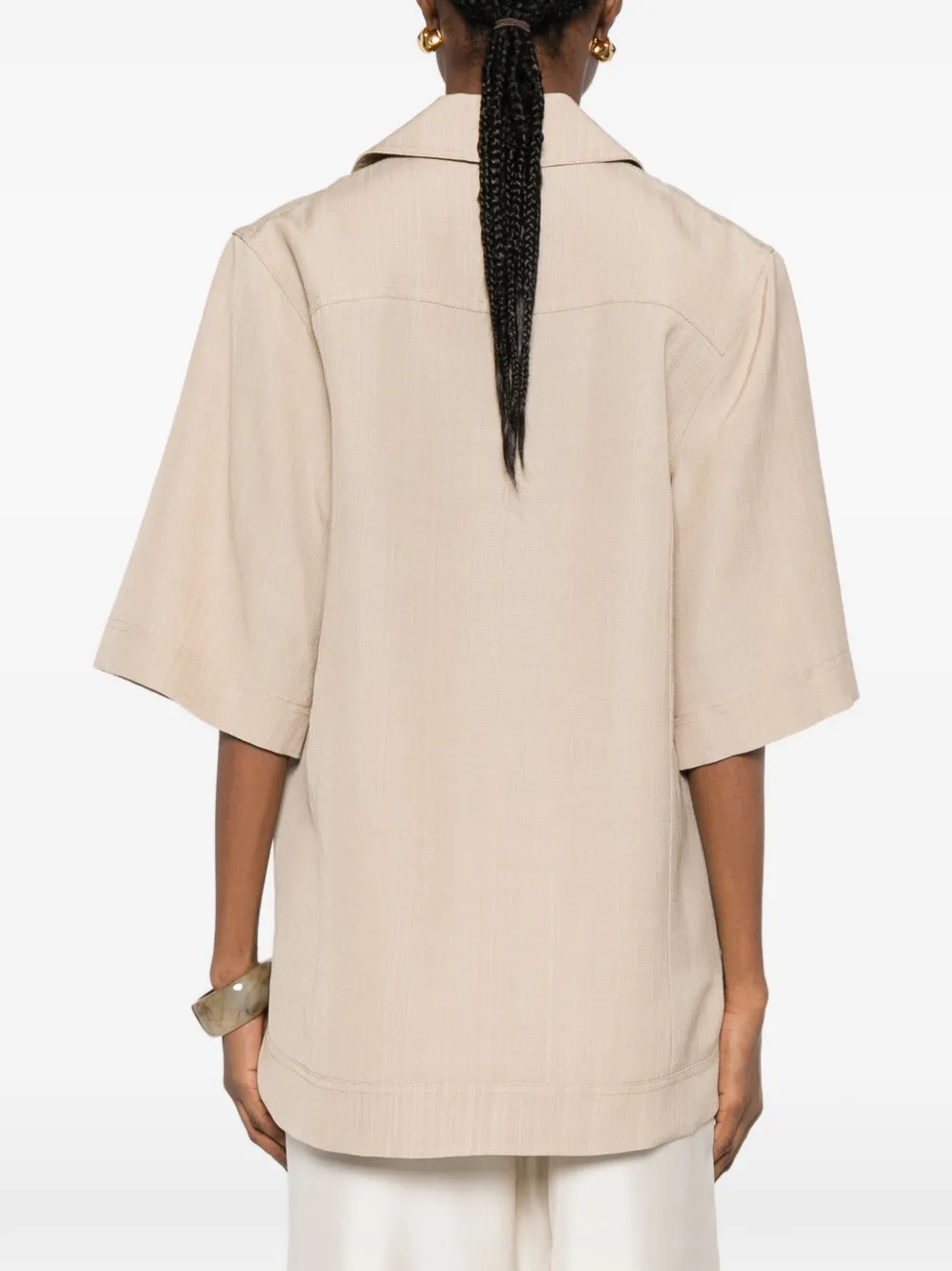 LouLou de Saison Ermo T-shirt met V-hals Beige