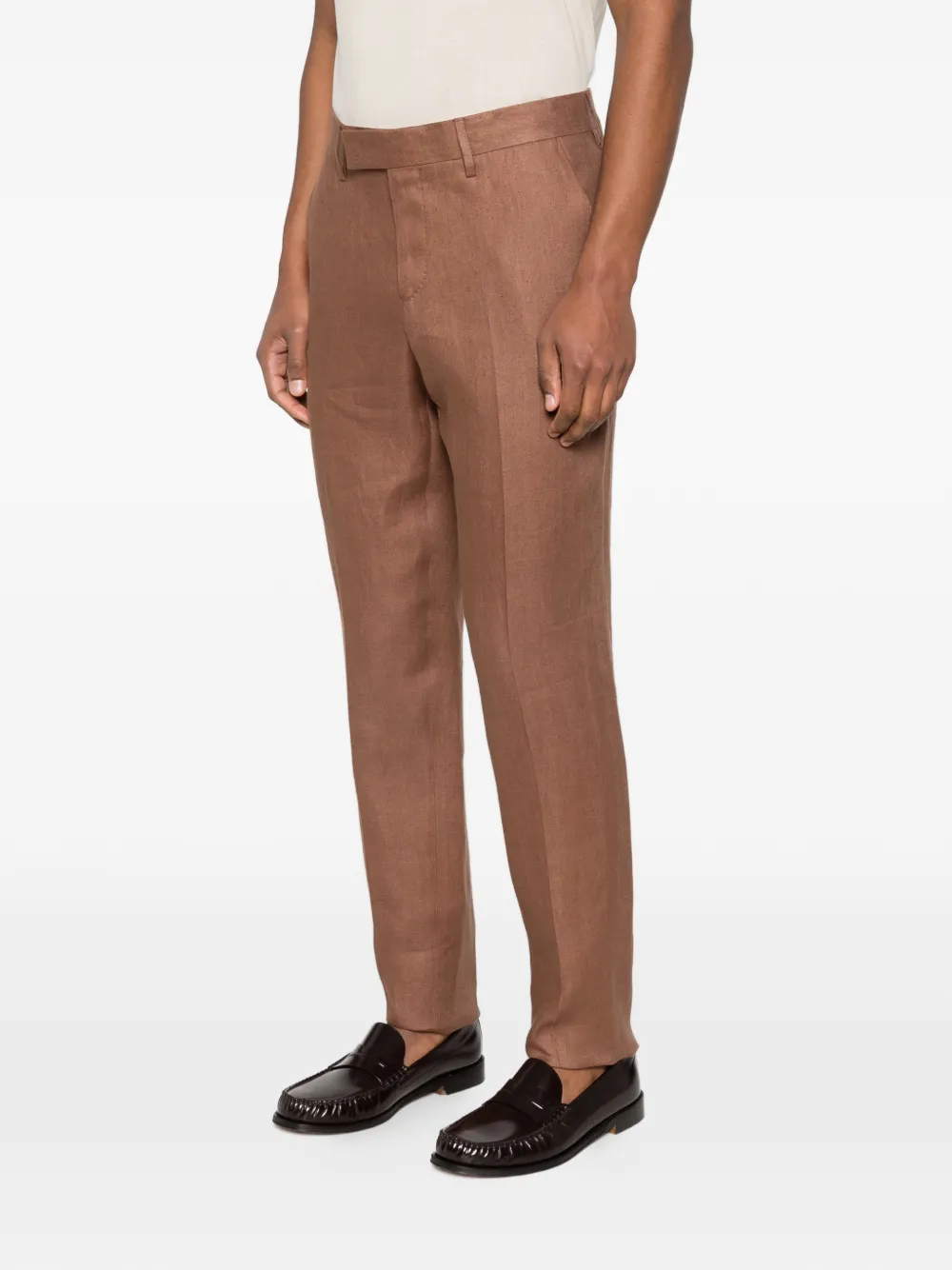 Lardini Broek met riemlussen Bruin