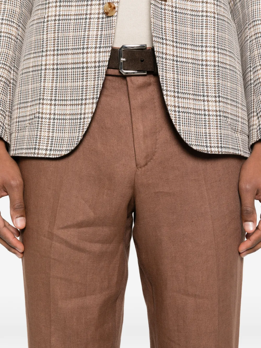 Lardini Broek met riemlussen Bruin
