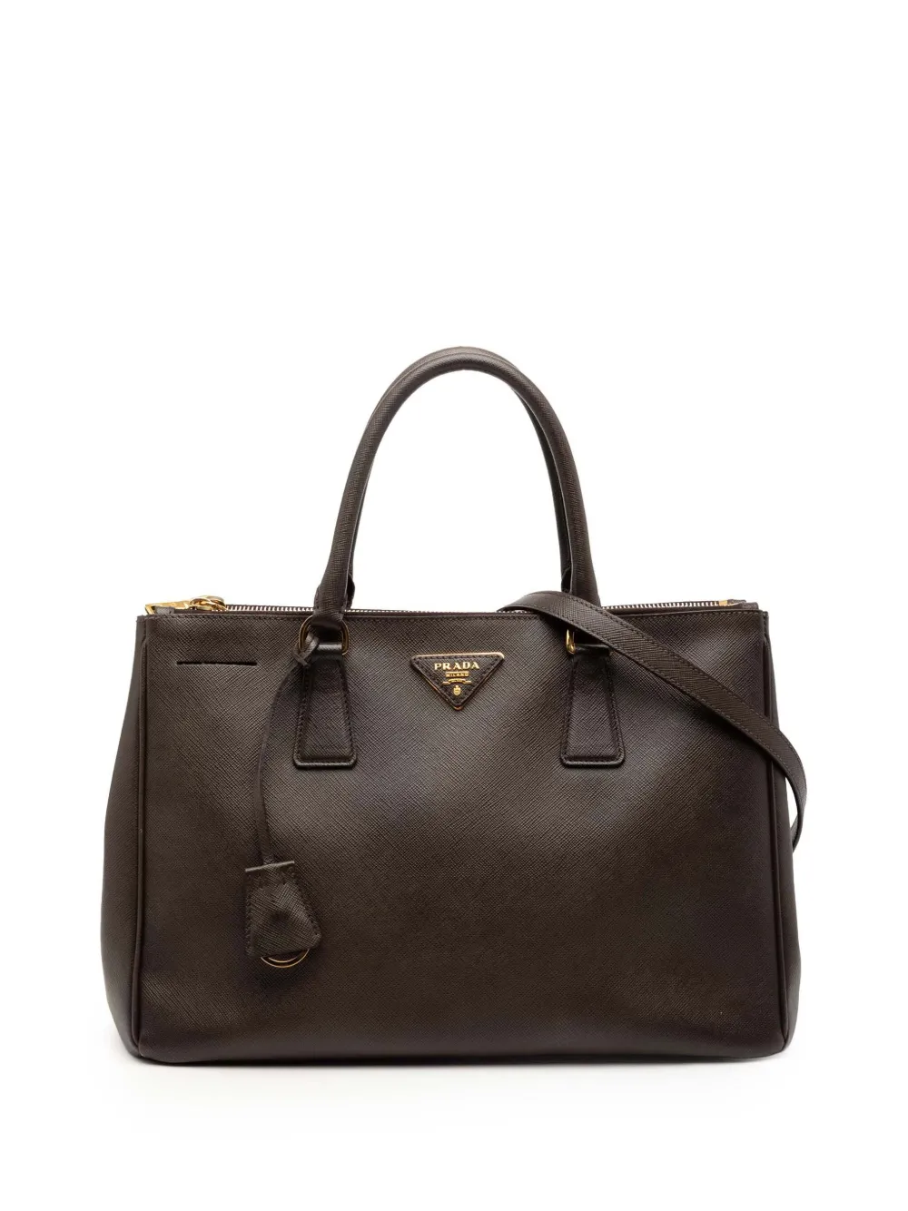 Prada Pre-Owned 2000-2025 Medium Saffiano Lux Galleria Double Zip satchel - Marrone