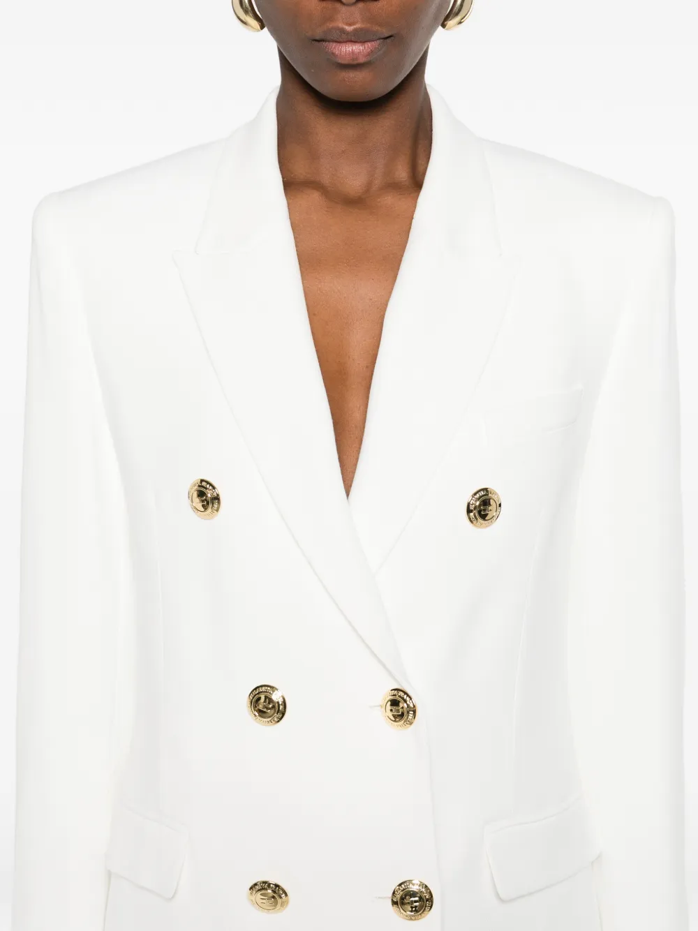 Elisabetta Franchi Gabardine jack met dubbele rij knopen Wit