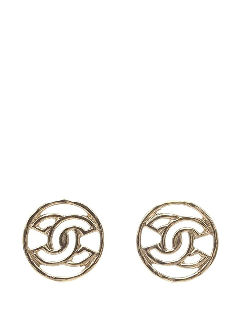 CHANEL Pre-Owned 2017 Gold Plated CC Round Push Back Earrings costume earrings - Oro