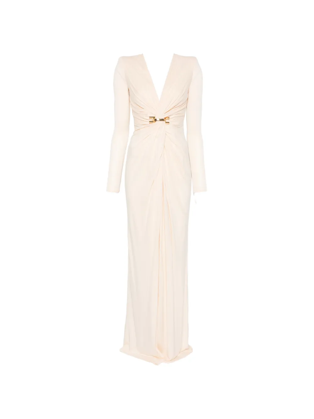 Elisabetta Franchi long-sleeve V-neck maxi dress - Toni neutri