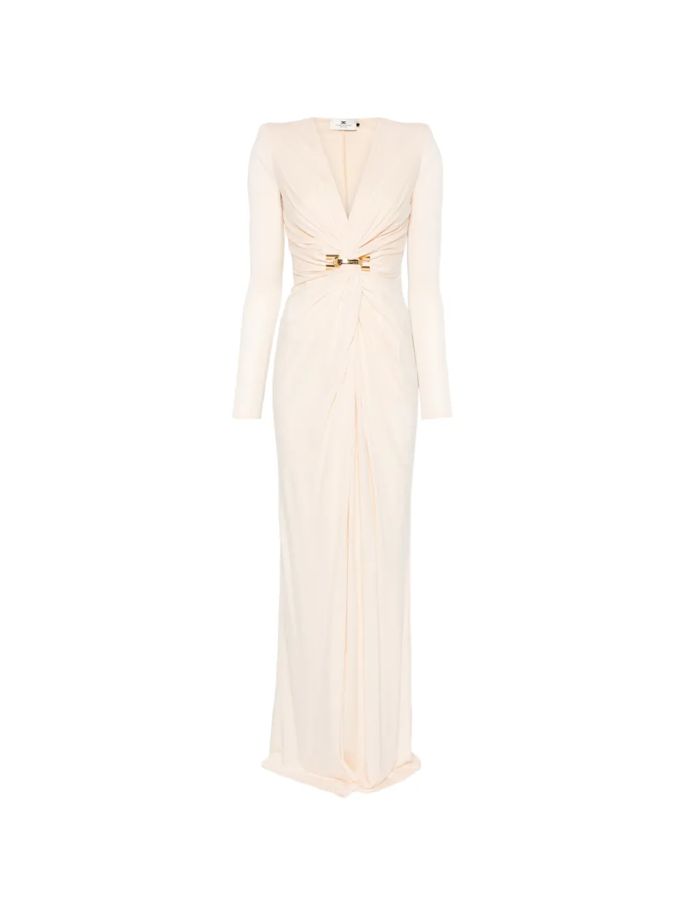 Elisabetta Franchi long-sleeve V-neck maxi dress - Toni neutri