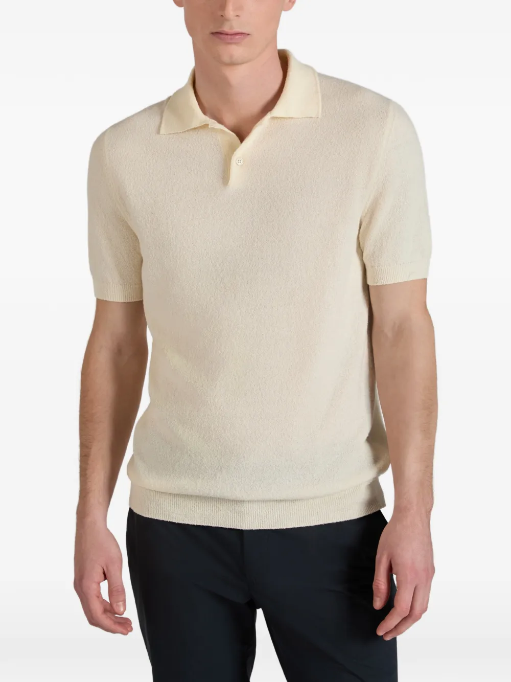 Zanone Bouclé poloshirt met korte mouwen Wit