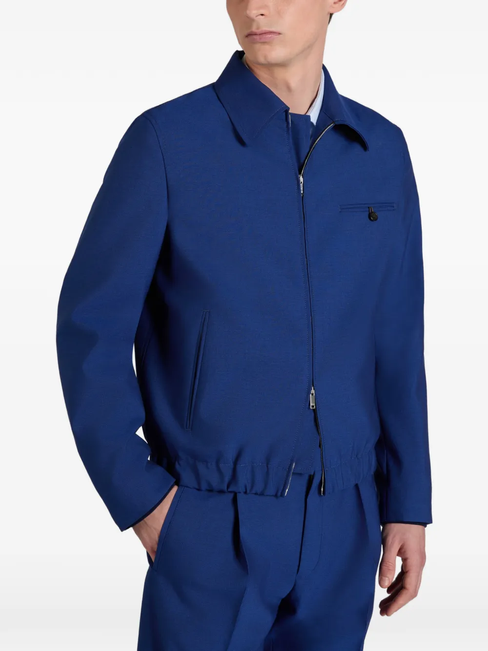  Montedoro Primo Zip-up Wool Bomber Jacket - Blue 