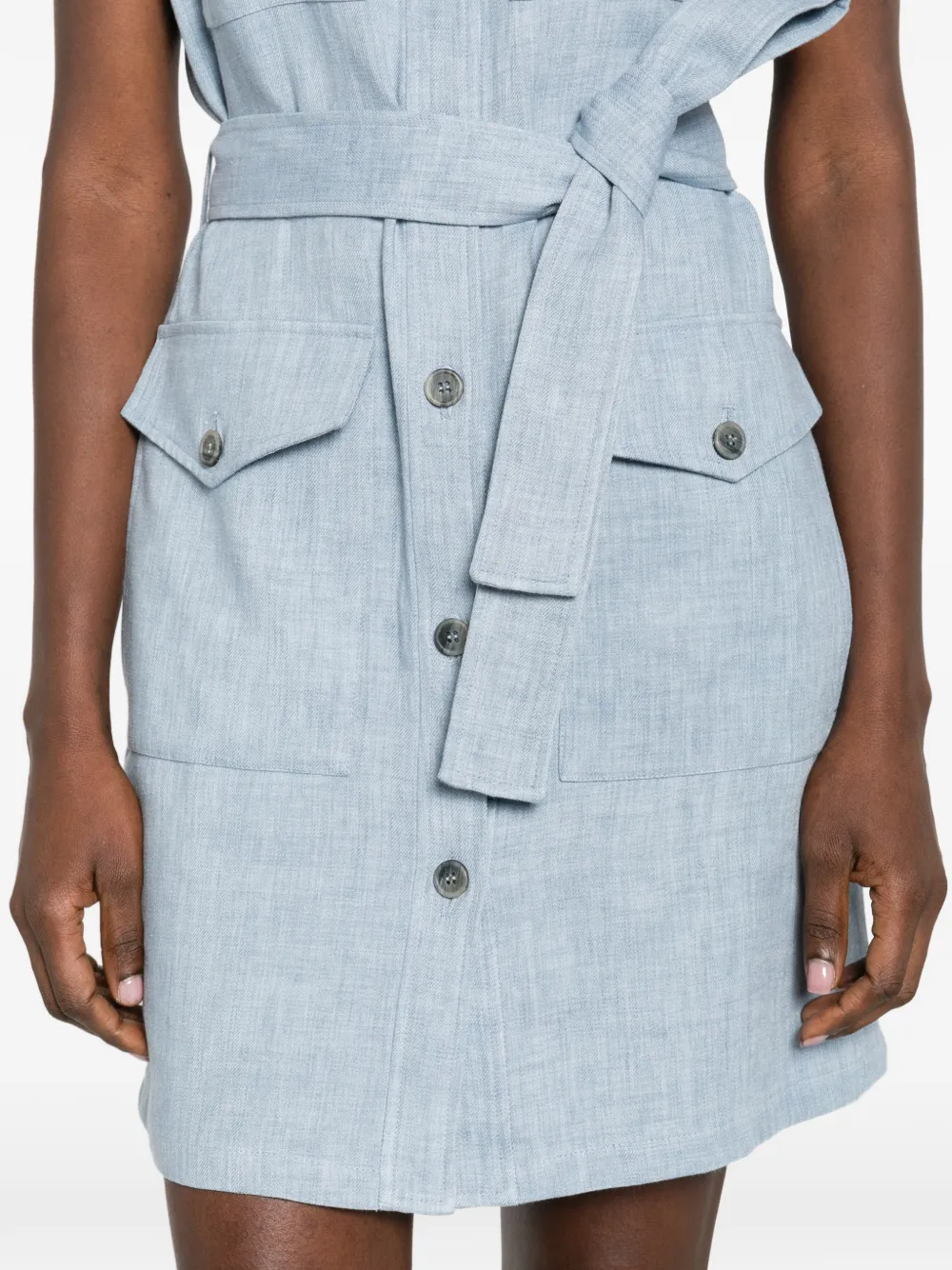Sleeveless Belted Shirt Dress