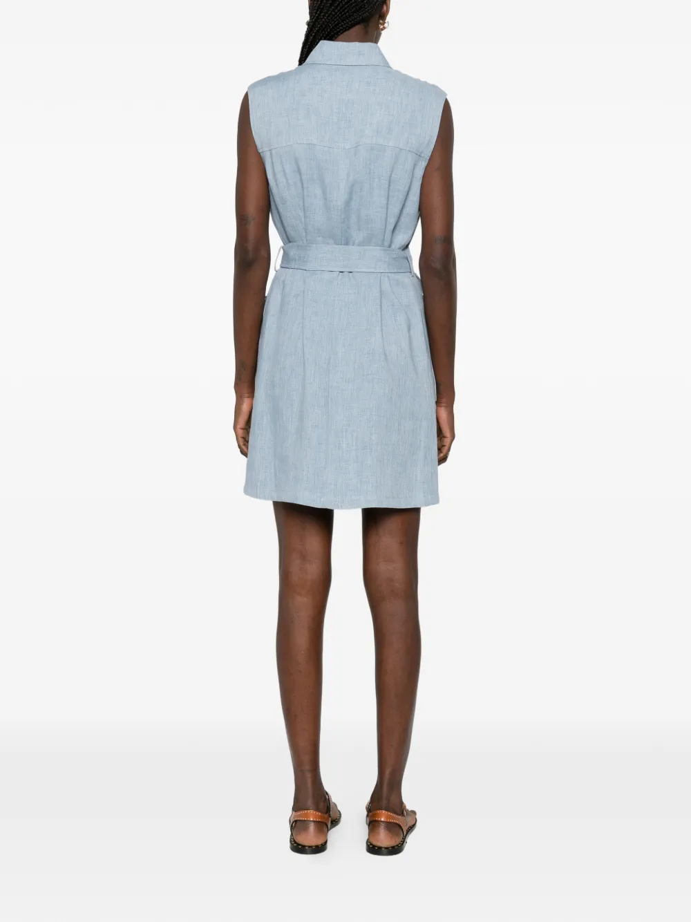 Sleeveless Belted Shirt Dress