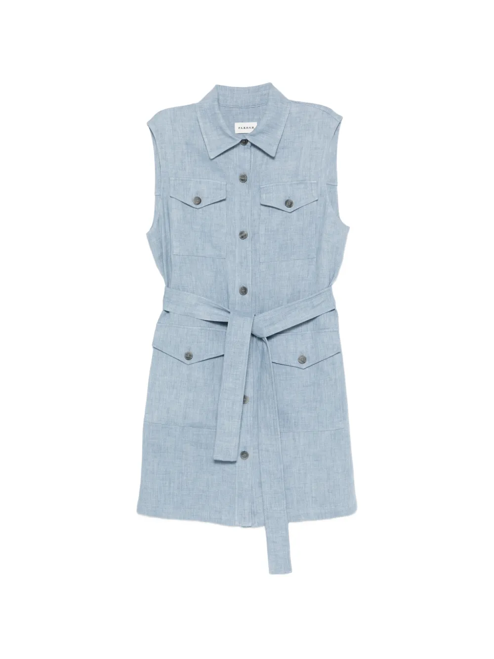 P.A.R.O.S.H. sleeveless belted shirt dress - Blau
