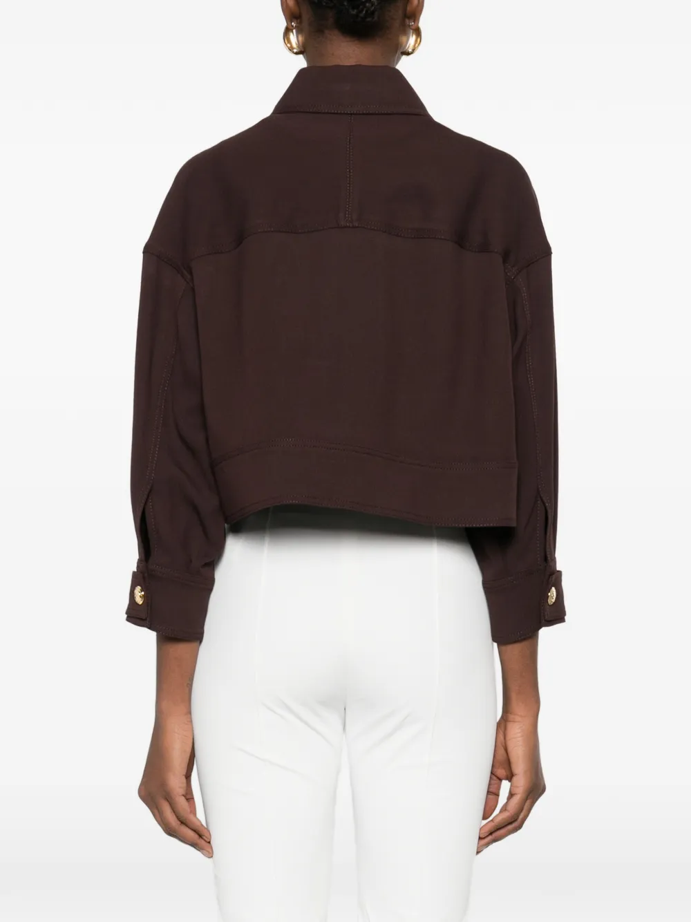 Elisabetta Franchi Gabardine sailorjas met verfraaide knopen Bruin
