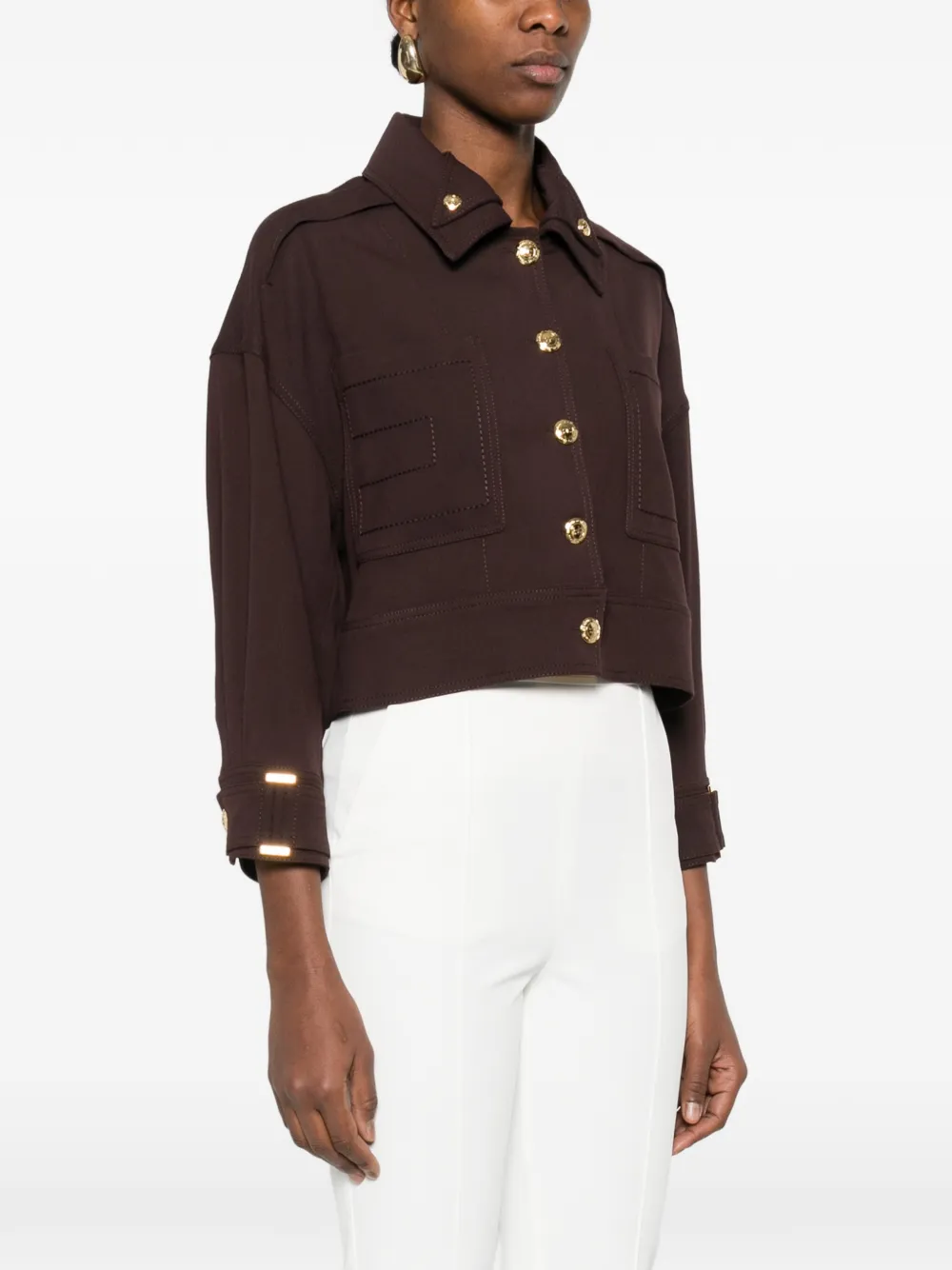 Elisabetta Franchi Button-embellished Jacket - Brown 