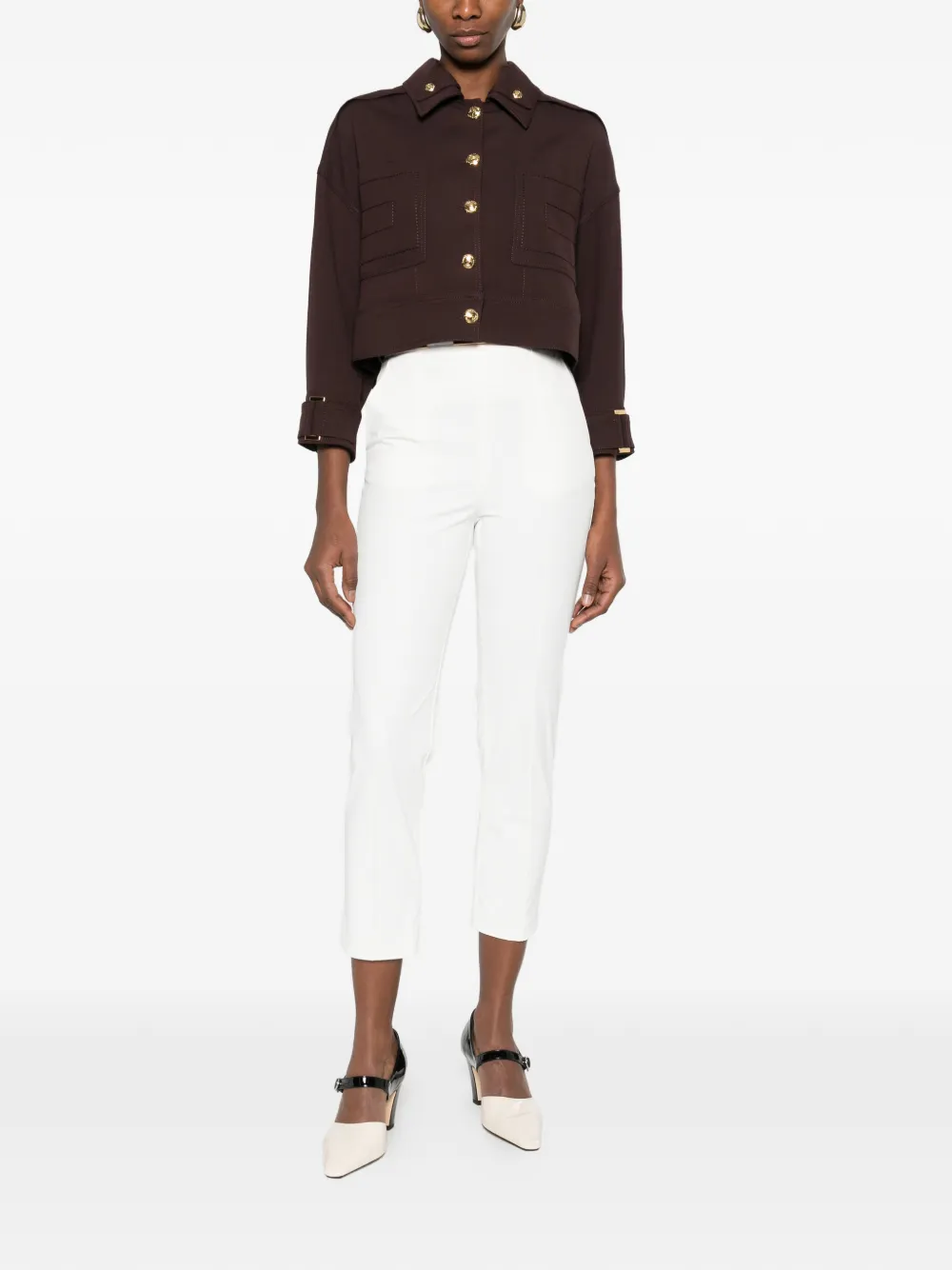  Elisabetta Franchi Button-embellished Jacket - Brown 