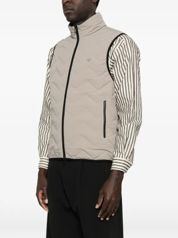 Emporio Armani シェブロン ジップベスト | ニュートラル | FARFETCH JP