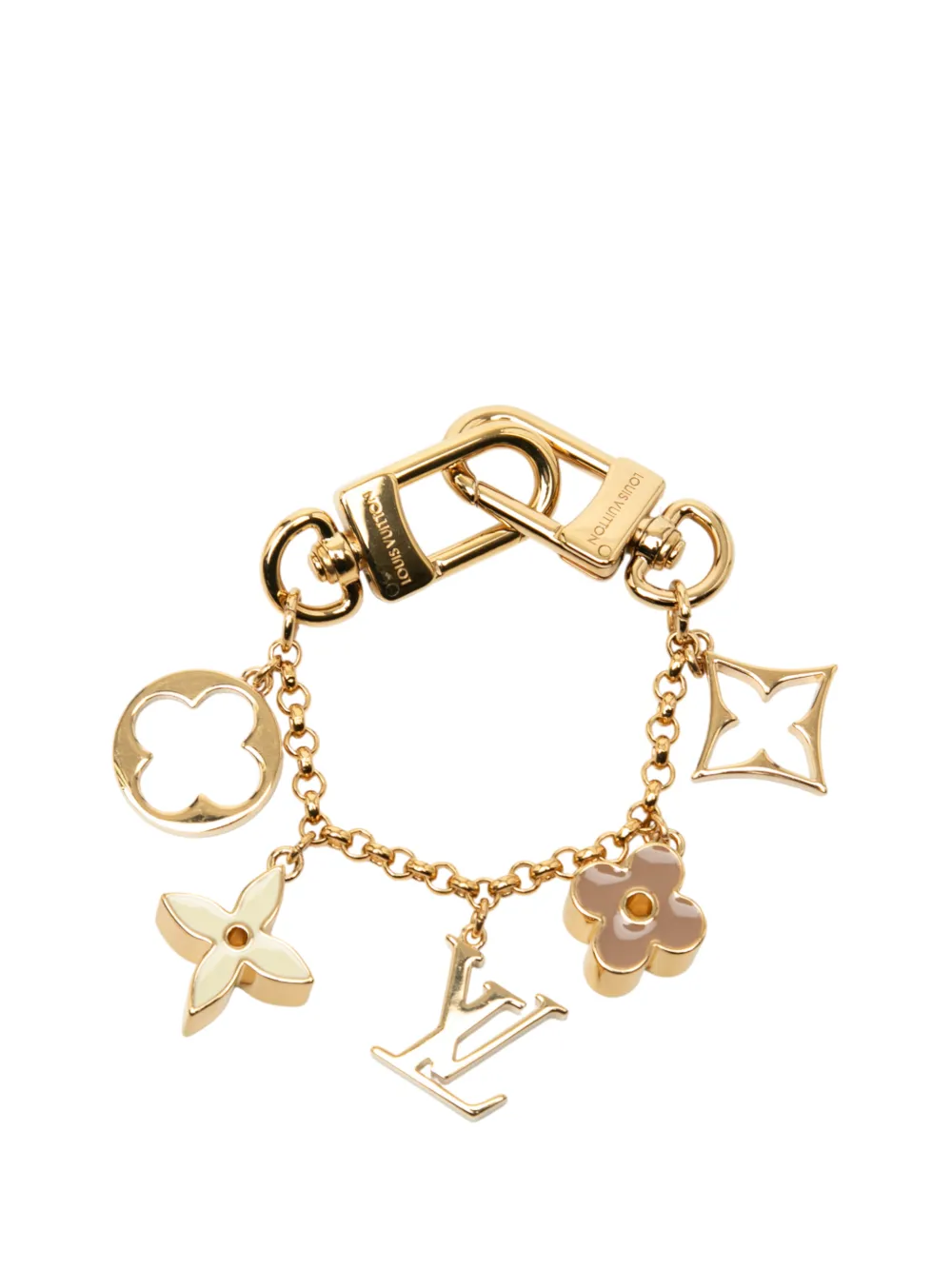 Louis Vuitton Pre-Owned 2024 Gold Plated Fleur de Monogram Bag Charm key chain - Oro