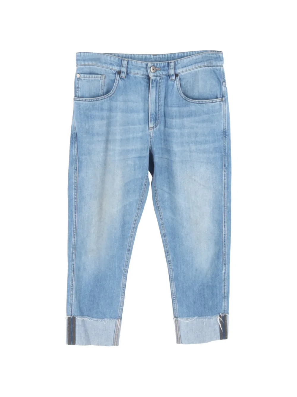 Brunello Cucinelli Vintage cropped-style raw-edge jeans - Blu