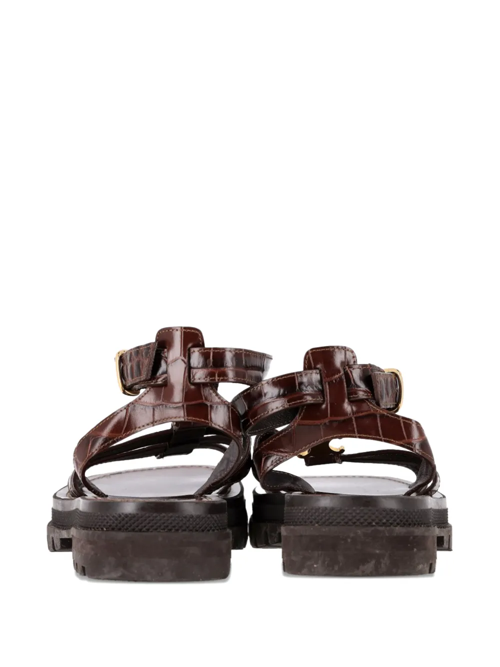 Celine Pre-Owned Gladiator crocodile-embossed sandals - Bruin