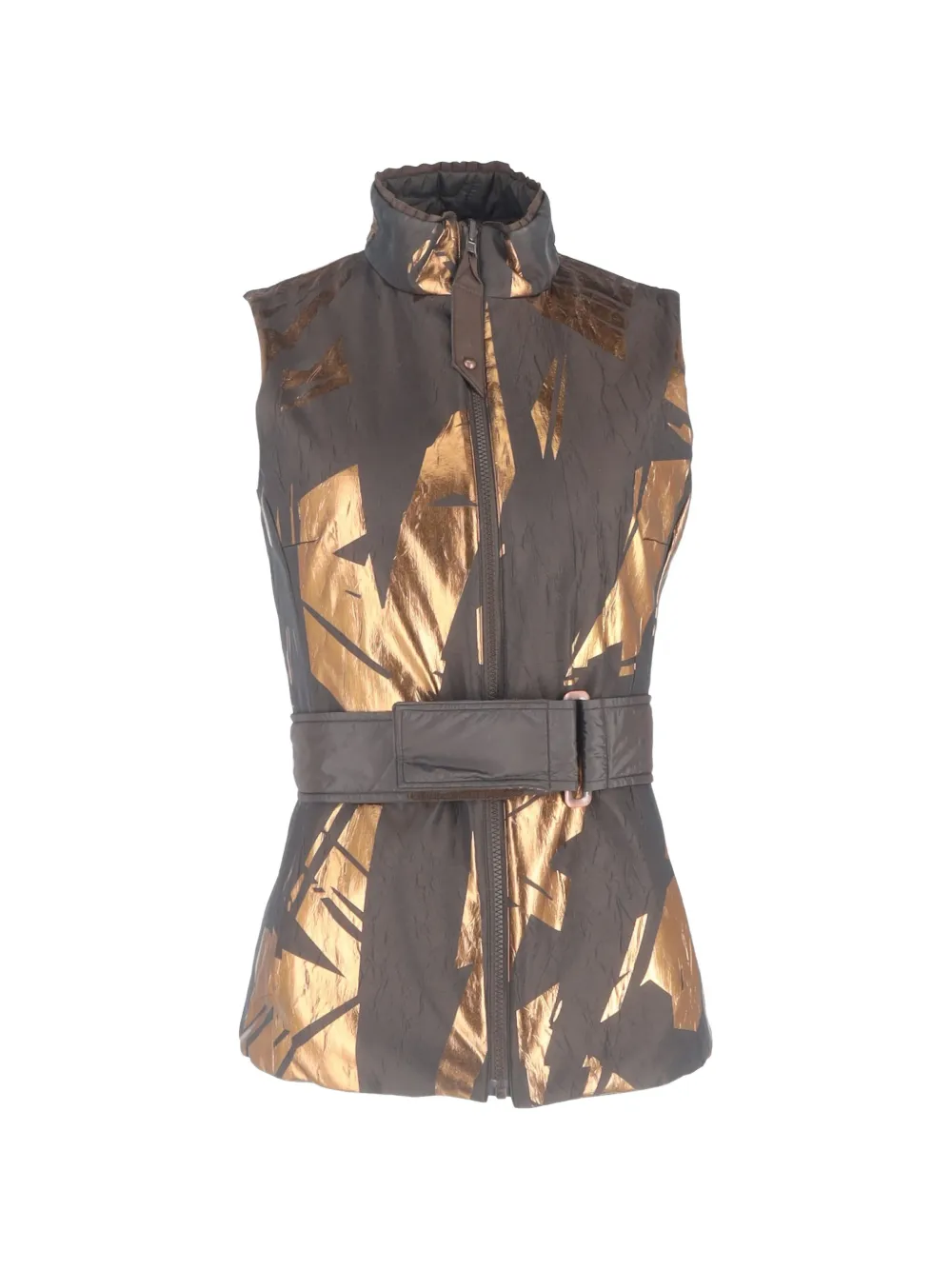  Escada Pre-owned Metallic-print Quilted Gilet - Brown 