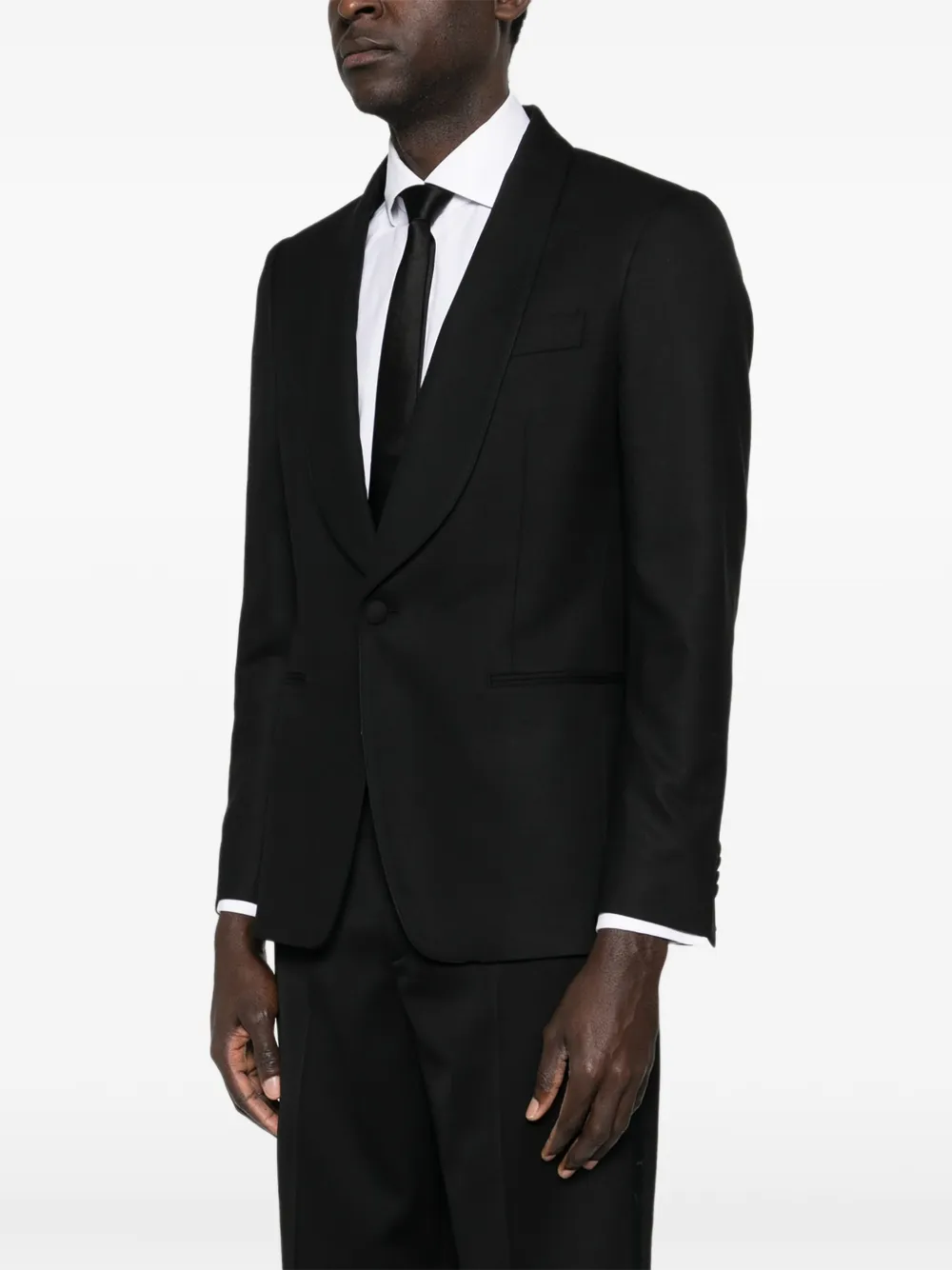 Lardini Jack met enkele rij knopen en sjaalkraag Zwart