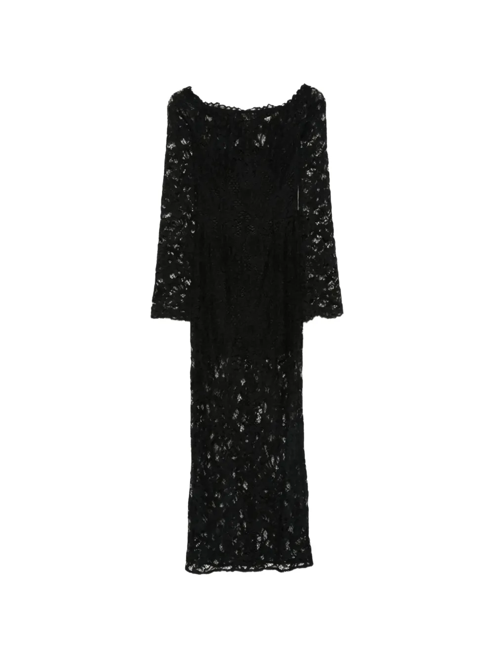 MANURÍ feather detail lace dress - Nero
