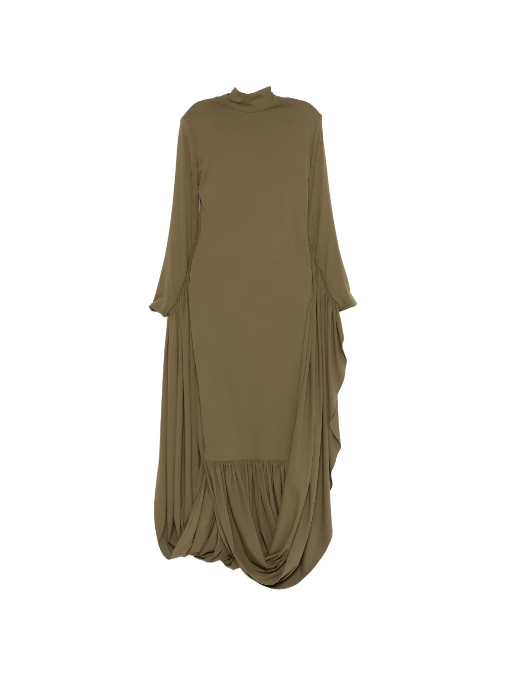 JEAN-LOUIS SABAJI long sleeve ruffled maxi dress - Verde