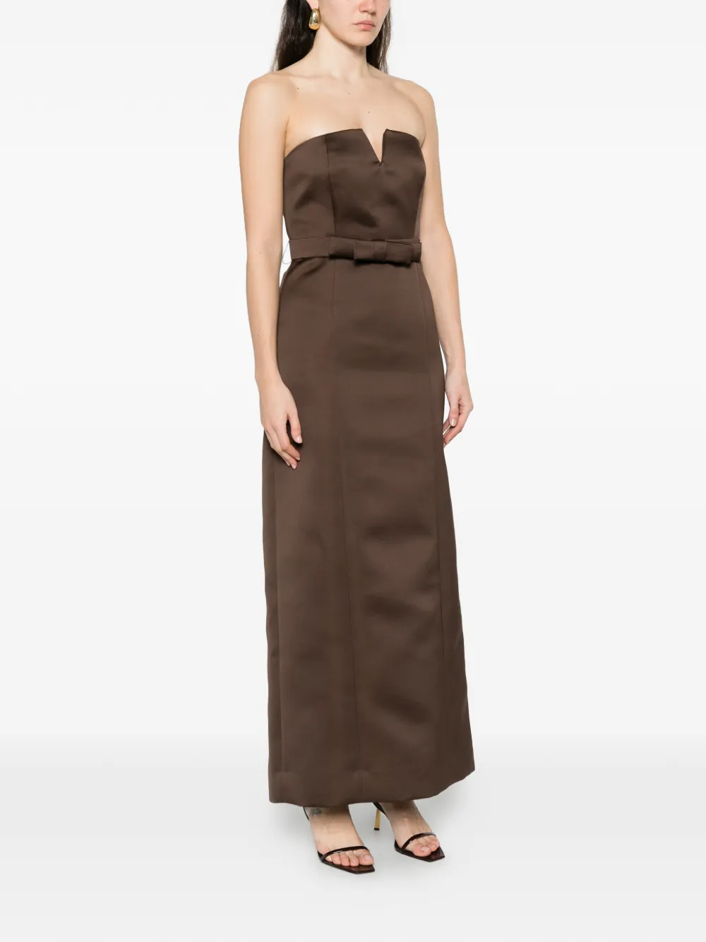  P.a.r.o.s.h. Bow-detail Strapless Maxi Dress - Brown 