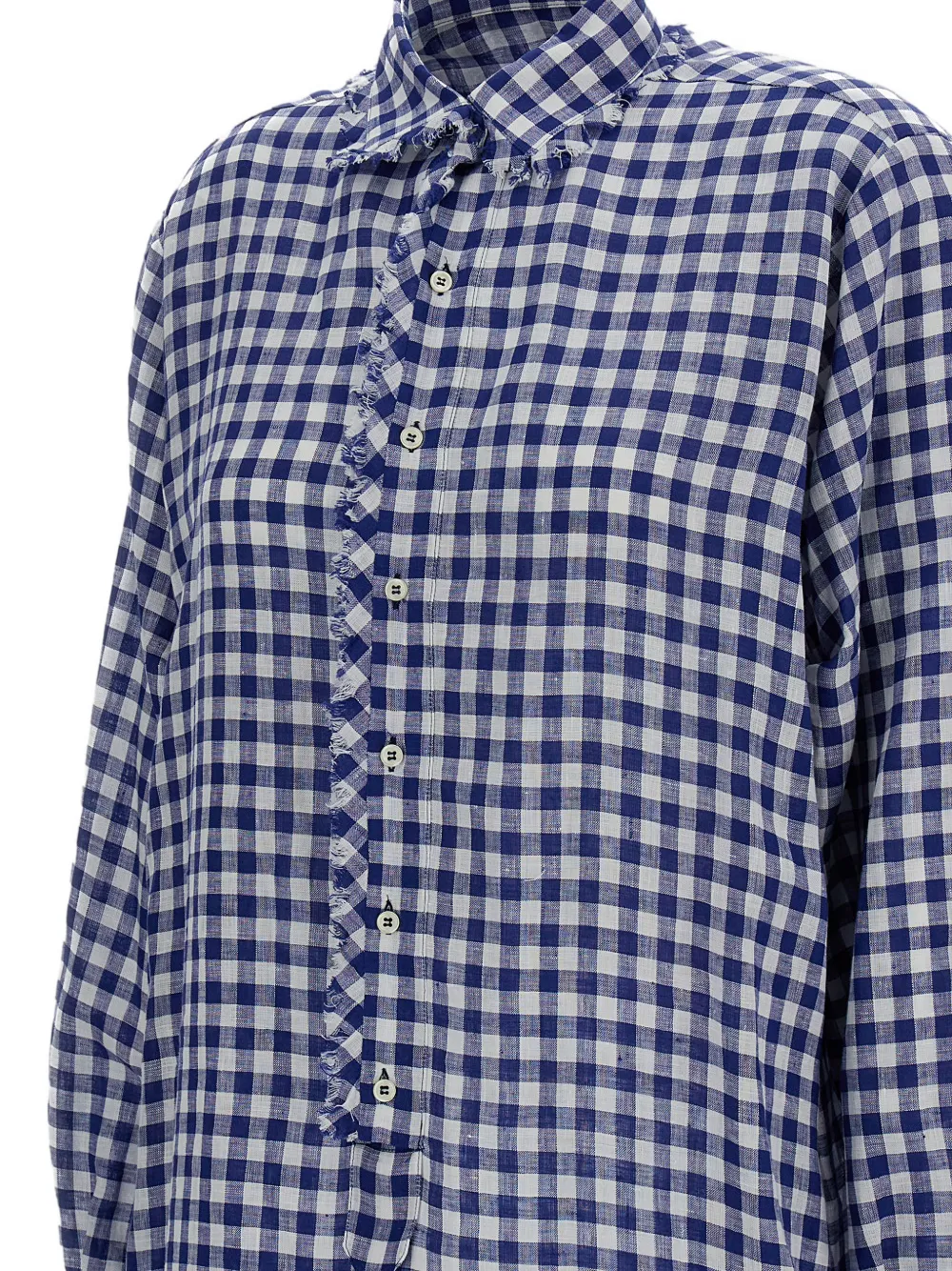  Jejia Ruffled Checked Shirt - Blue 