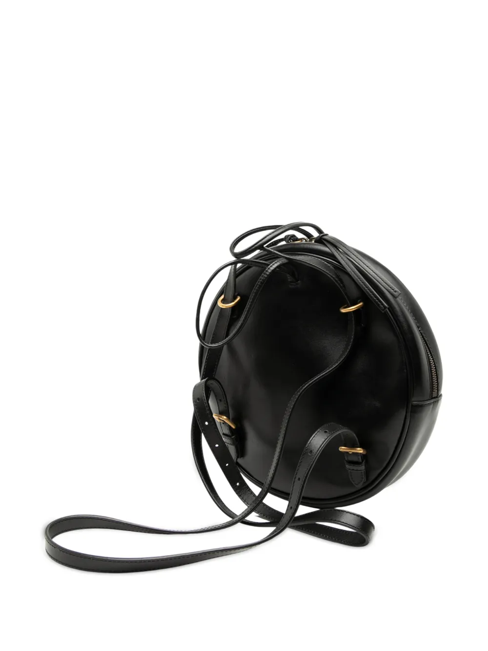  Gucci Pre-owned 2000-2015 Mlb Leather La Angels Round Backpack - Black 