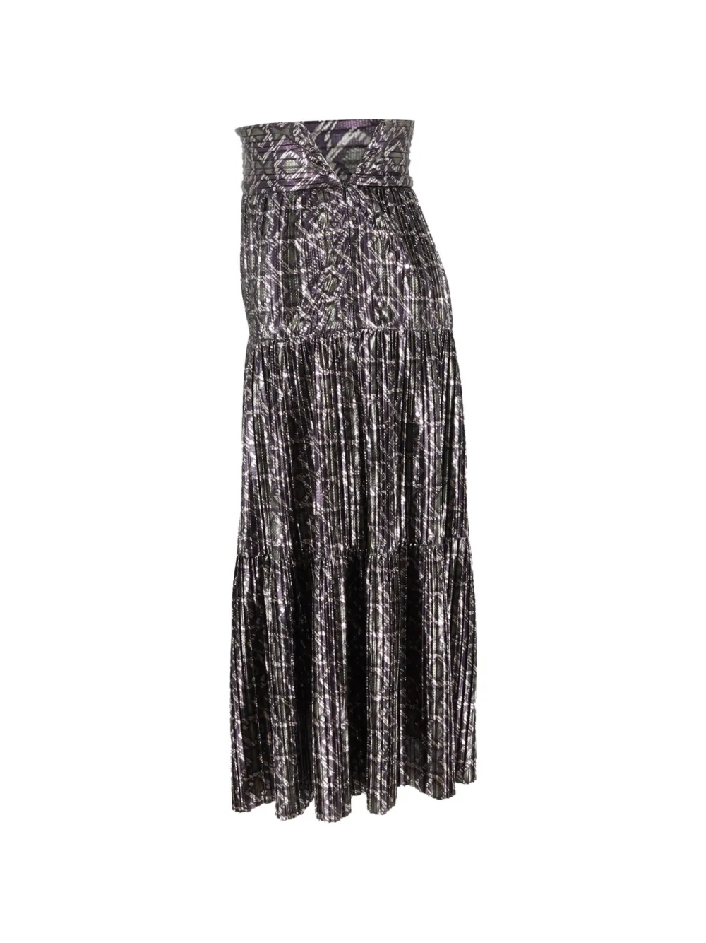 Prisca Geometric-Print Pleated Skirt