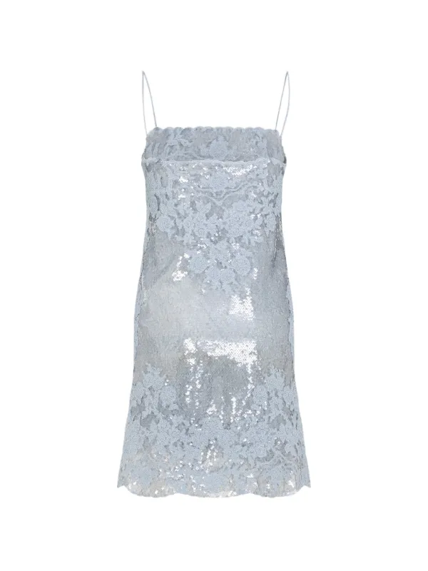 Ermanno Scervino Sequin Lace Mini Dress - Blue