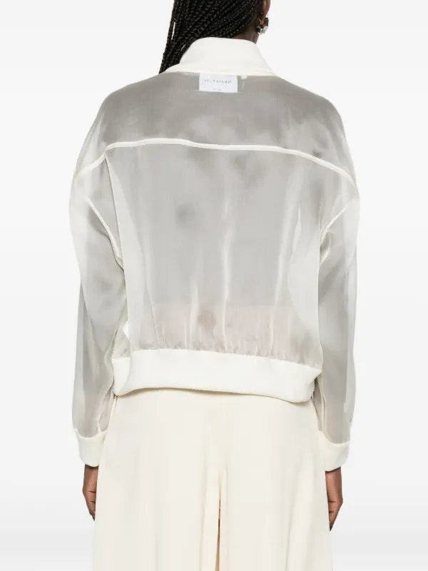 Fabiana Filippi Zipped Pocket Sheer Bomber Jacket | Neutrals