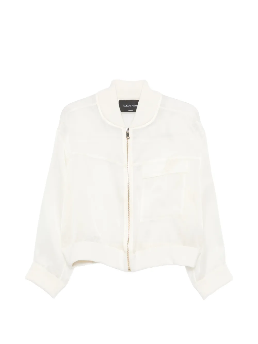 Fabiana Filippi zipped pocket sheer bomber jacket - Toni neutri