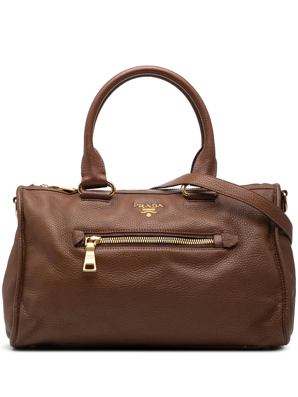 Prada Pre-Owned 2013-2025 Vitello Daino Zip Top satchel - Brown