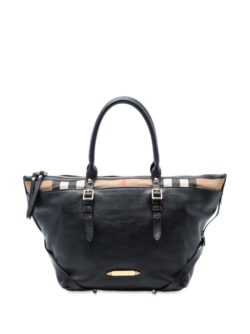 Burberry Pre-Owned 2000-2017 Small House Check Trimmed Leather Salisbury tote bag - Nero