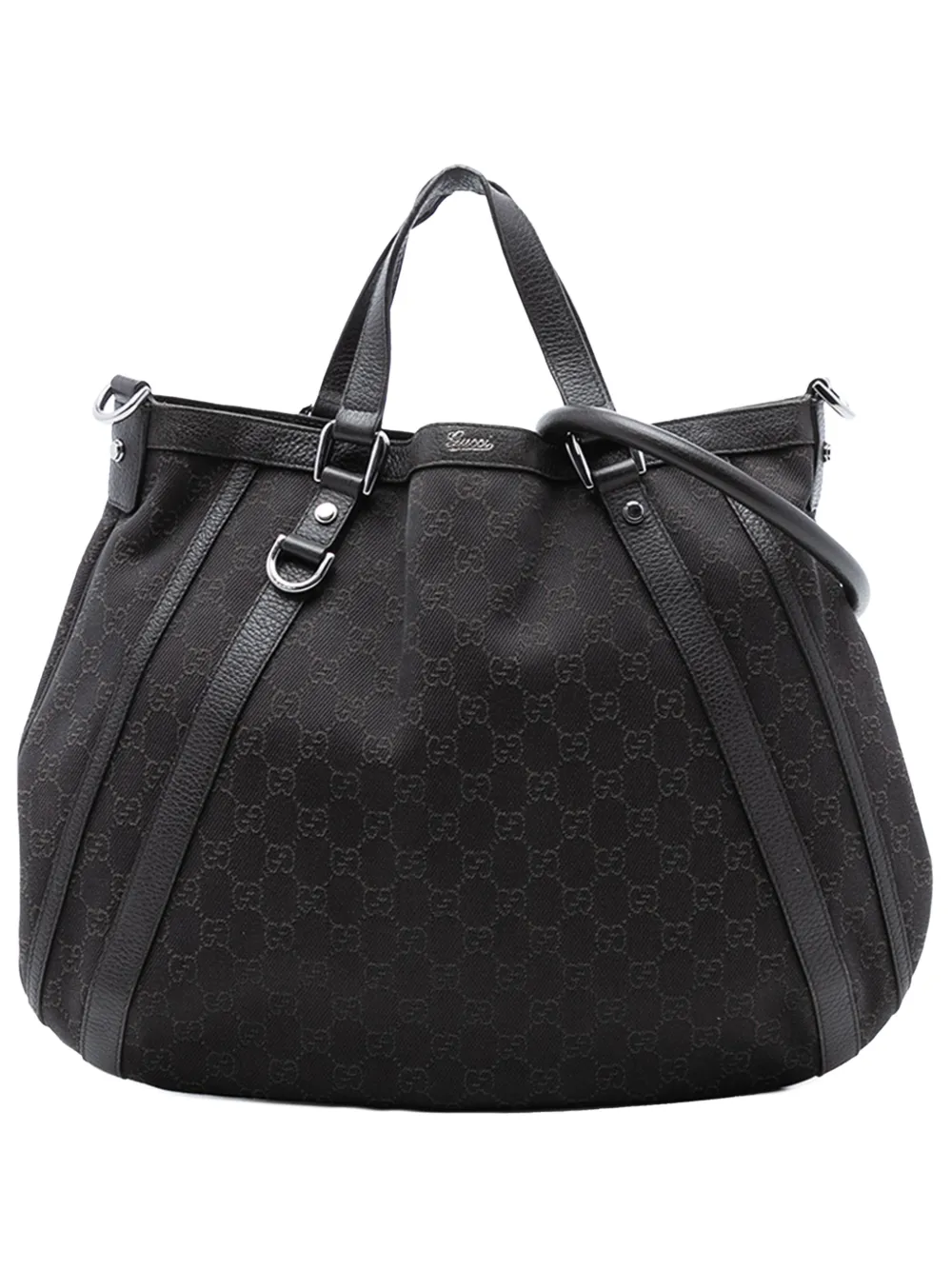 Gucci Pre-Owned 2016-2025 GG Denim Abbey D Ring satchel - Marrone